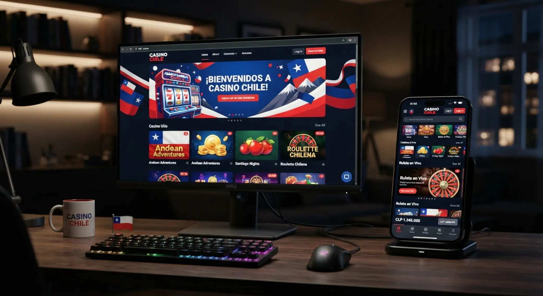 Interfaz en escritorio y móvil con juegos digitales para usuarios de Chile