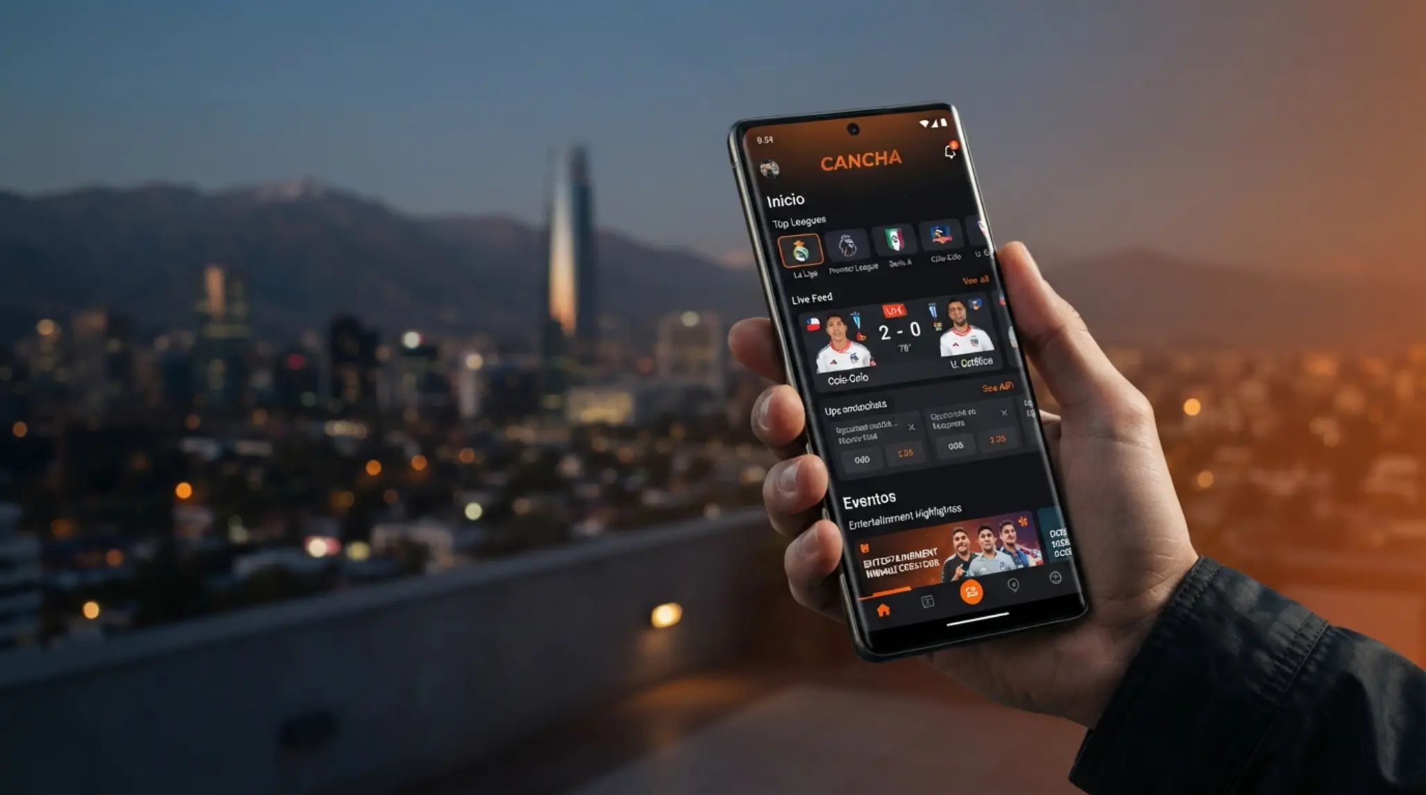 Smartphone con la app móvil de Betano Chile en un banner promocional