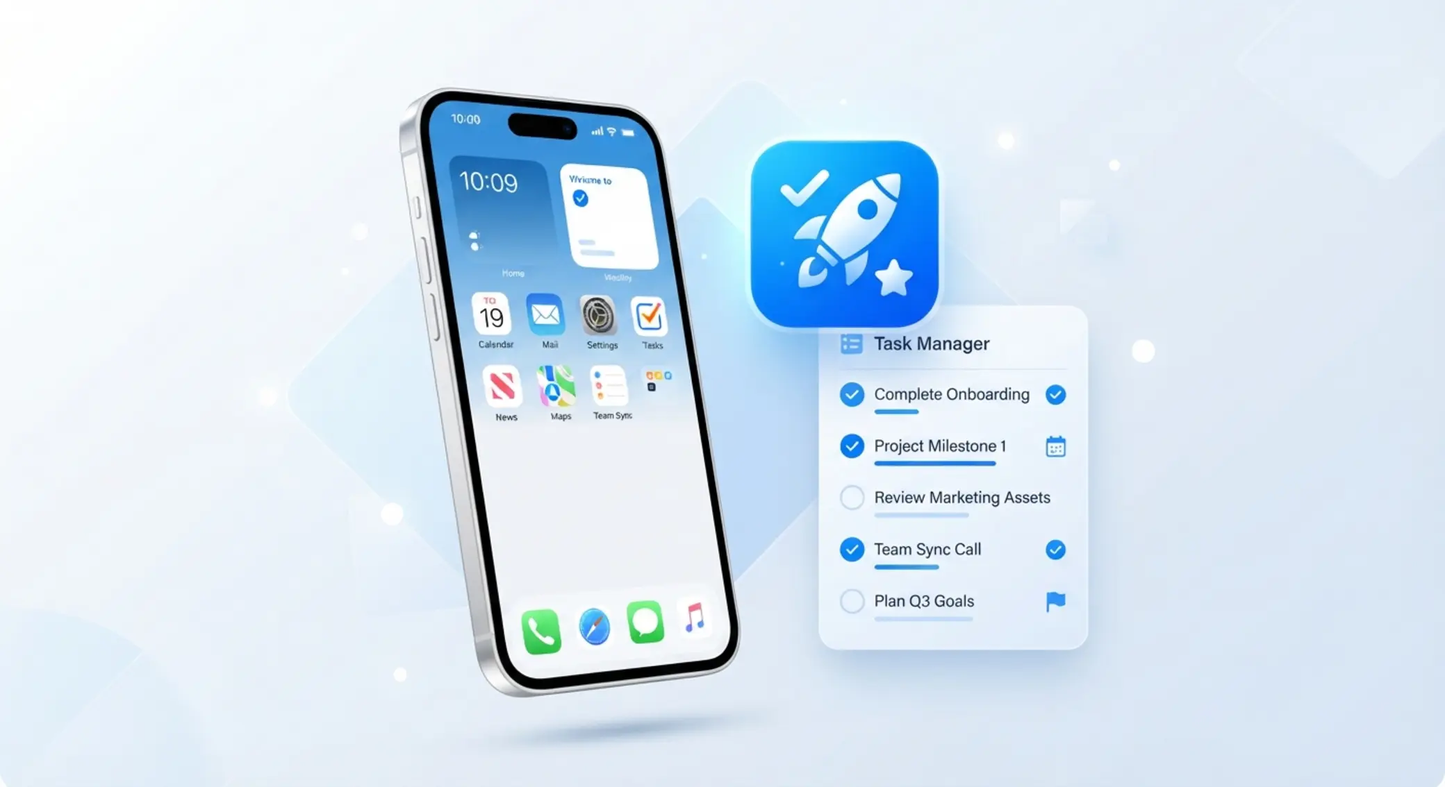 iPhone con checklist de requisitos para instalar una app en iOS