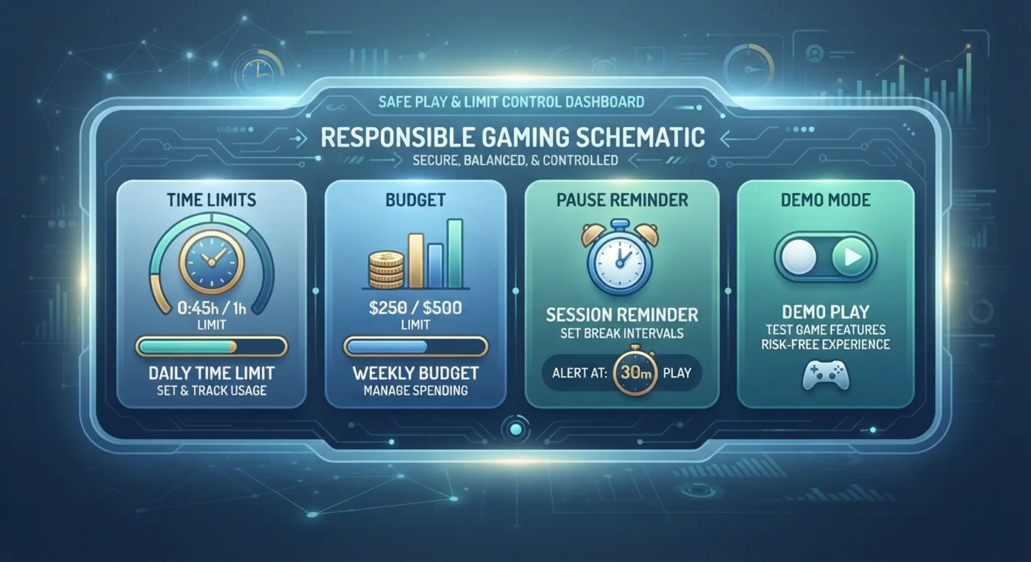 Ilustración de juego responsable y control de límites