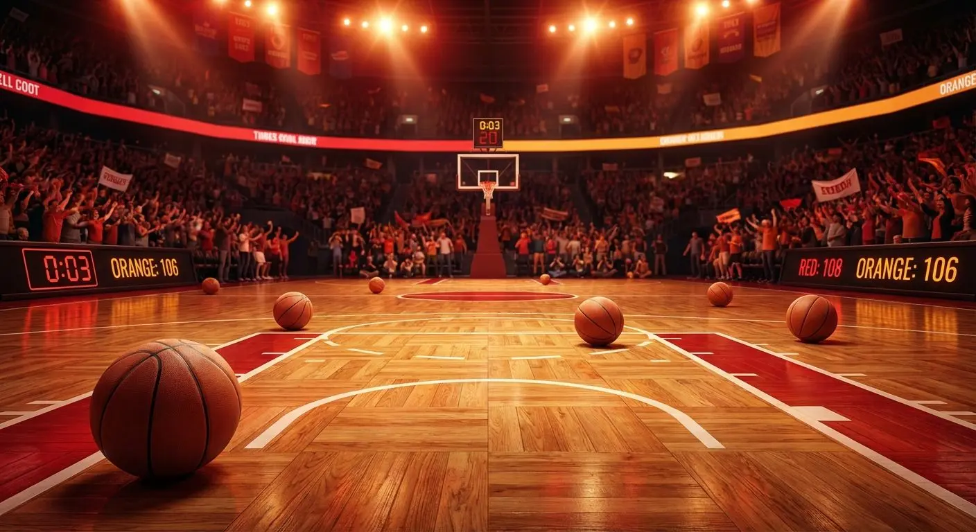 Cancha de baloncesto profesional iluminada lista para apuestas en Betano