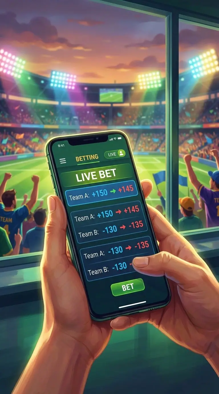 Apuestas en vivo en Betano desde móvil con estadio de fondo