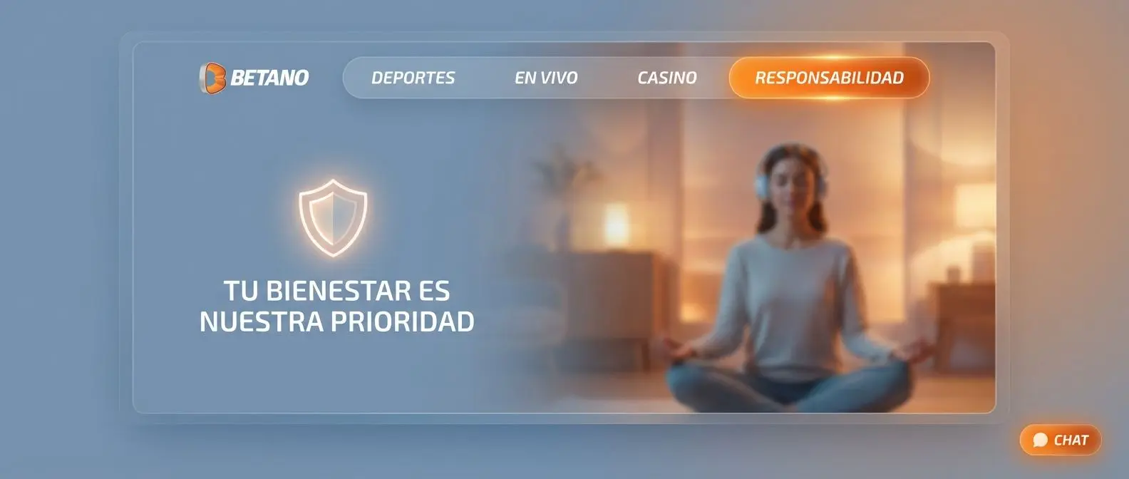 Banner de autoexclusión y límites de depósito en la plataforma Betano, ilustración digital.