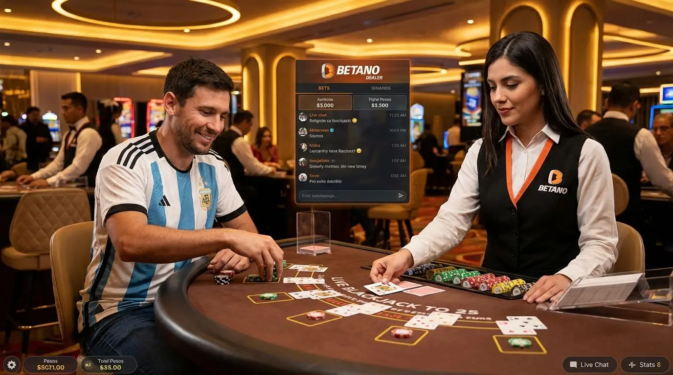 Jugador participando en blackjack en vivo de Betano desde Argentina