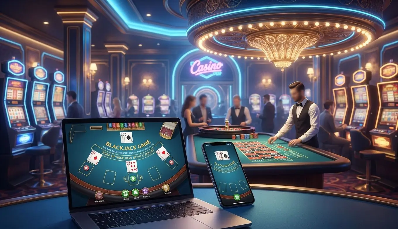 Lobby de casino online Betano con slots, ruleta en vivo y blackjack en diferentes dispositivos
