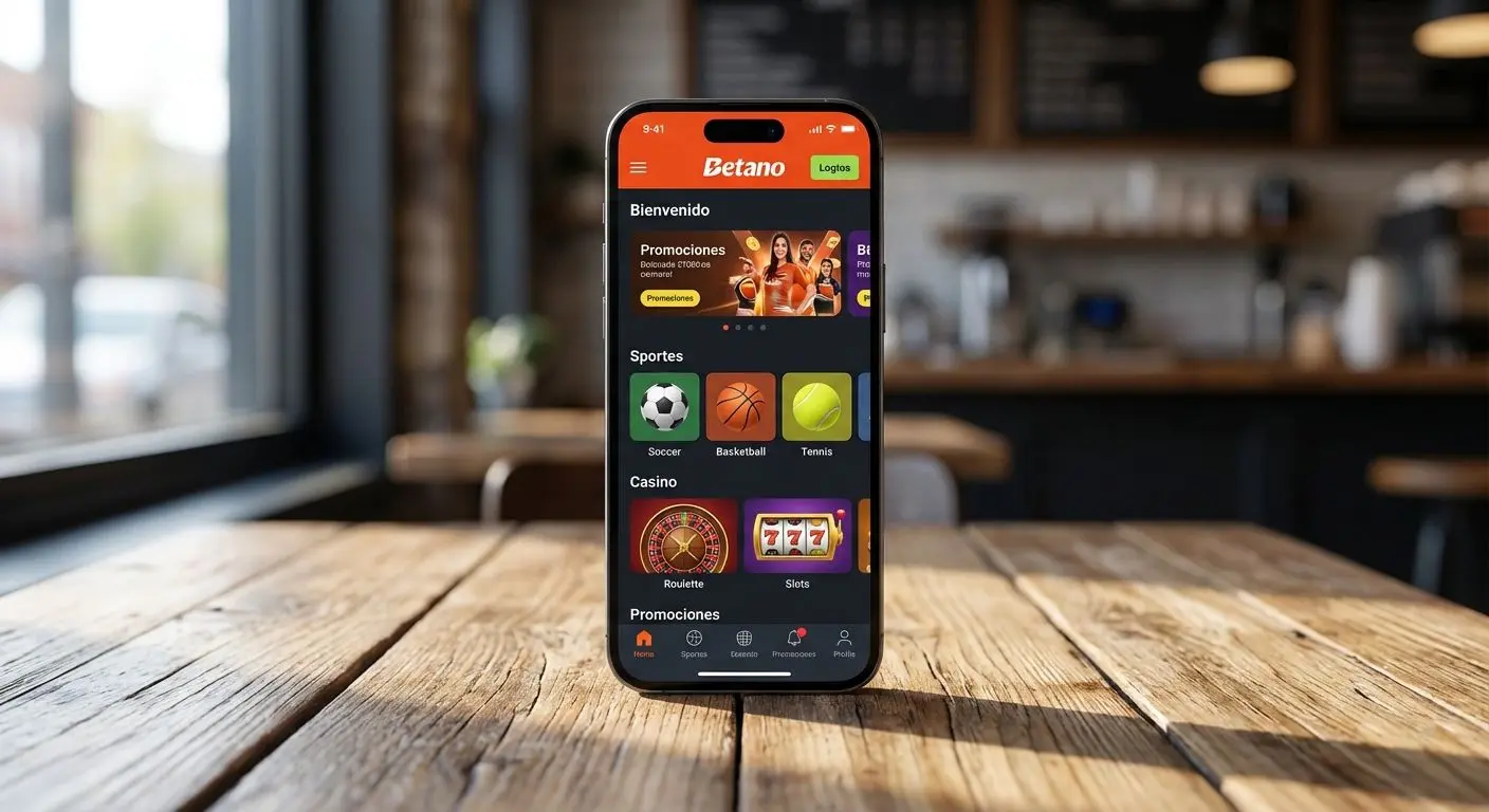 Interfaz de usuario de Betano App móvil en primer plano de smartphone