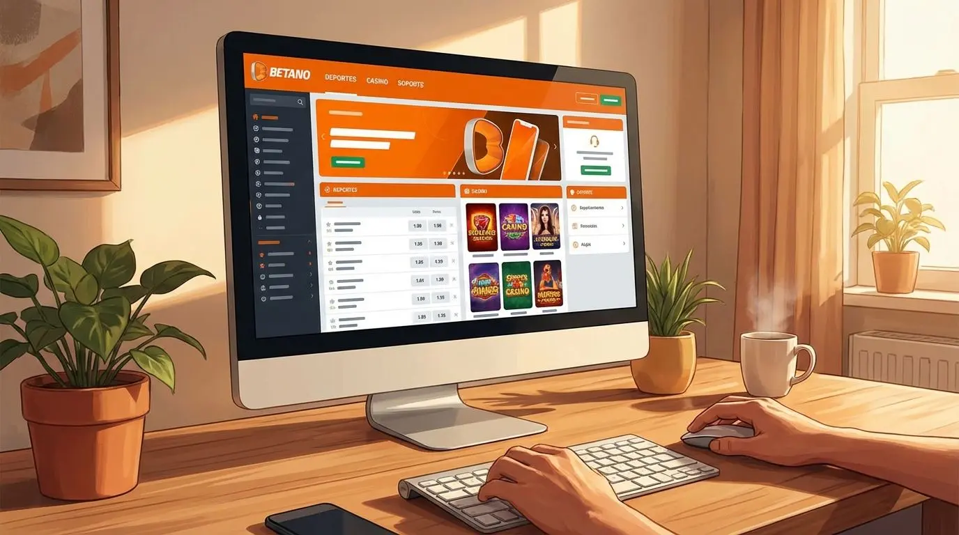 Interfaz principal de Betano con secciones de deportes y casino online