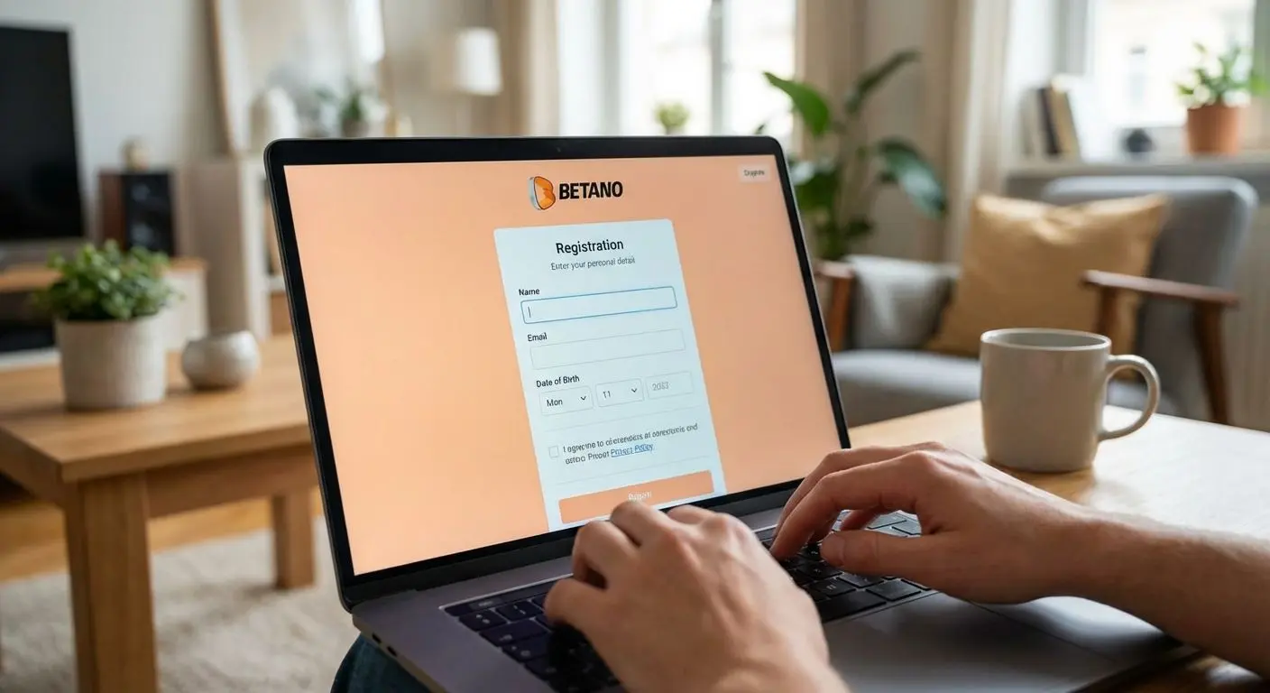 Formulario de registro Betano siendo completado en laptop por usuario argentino