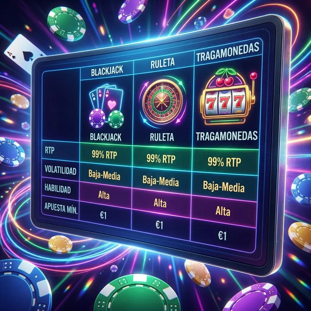 Tabla comparativa de probabilidades en juegos de Betano Casino Caba.