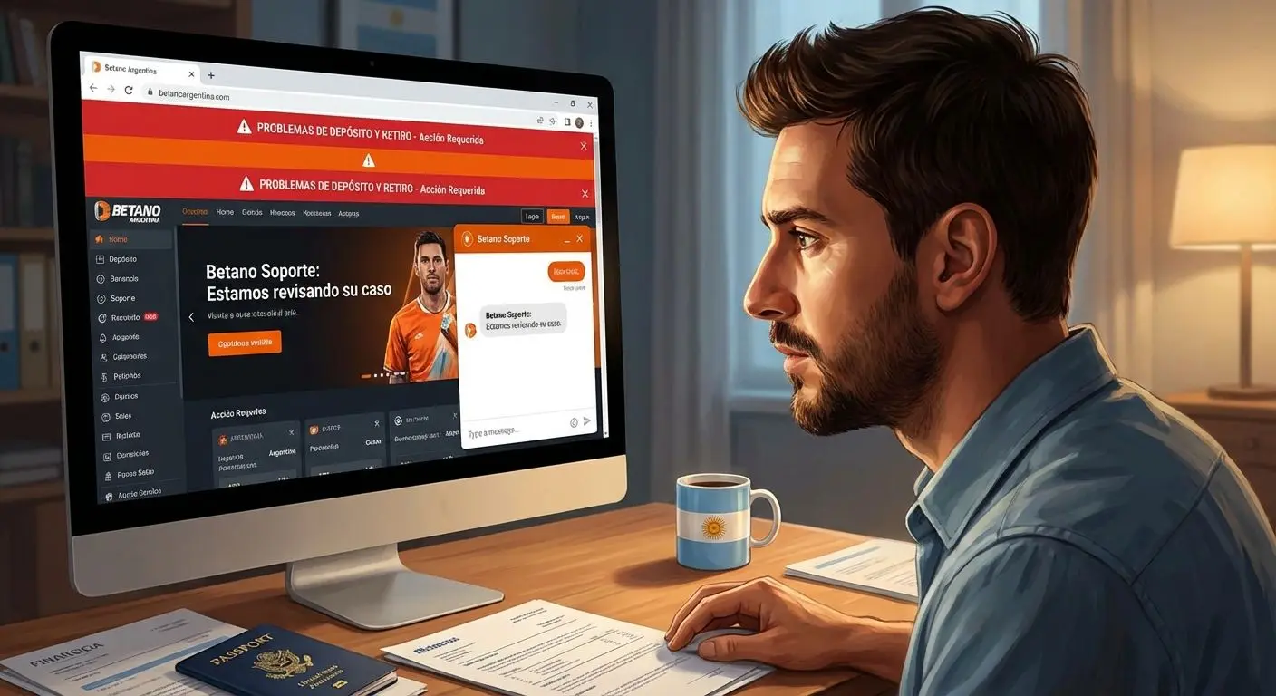Usuario resolviendo problemas de depósito y retiro en Betano Argentina.
