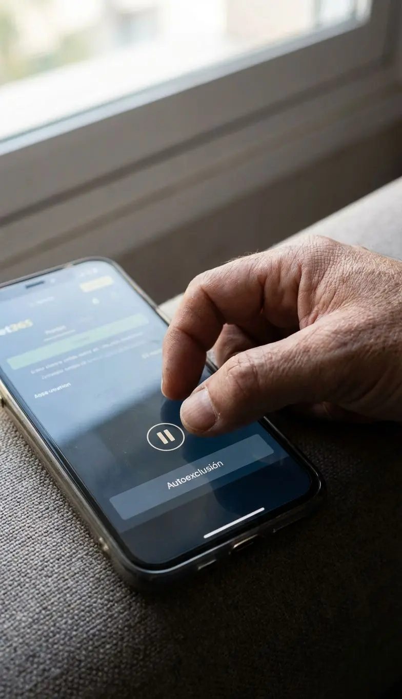 Usuario pausando apuestas en Betano usando función de autoexclusión