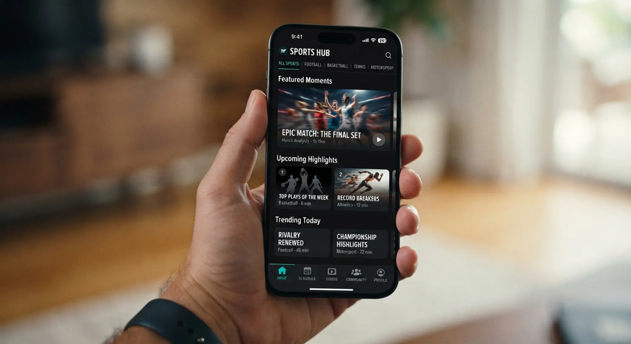 Interfaz principal de app móvil en iPhone