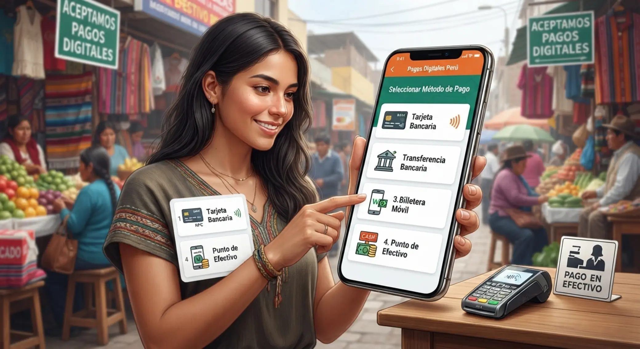 Métodos de pago disponibles y elegibilidad Representación de métodos de pago habituales para usuarios en Perú
