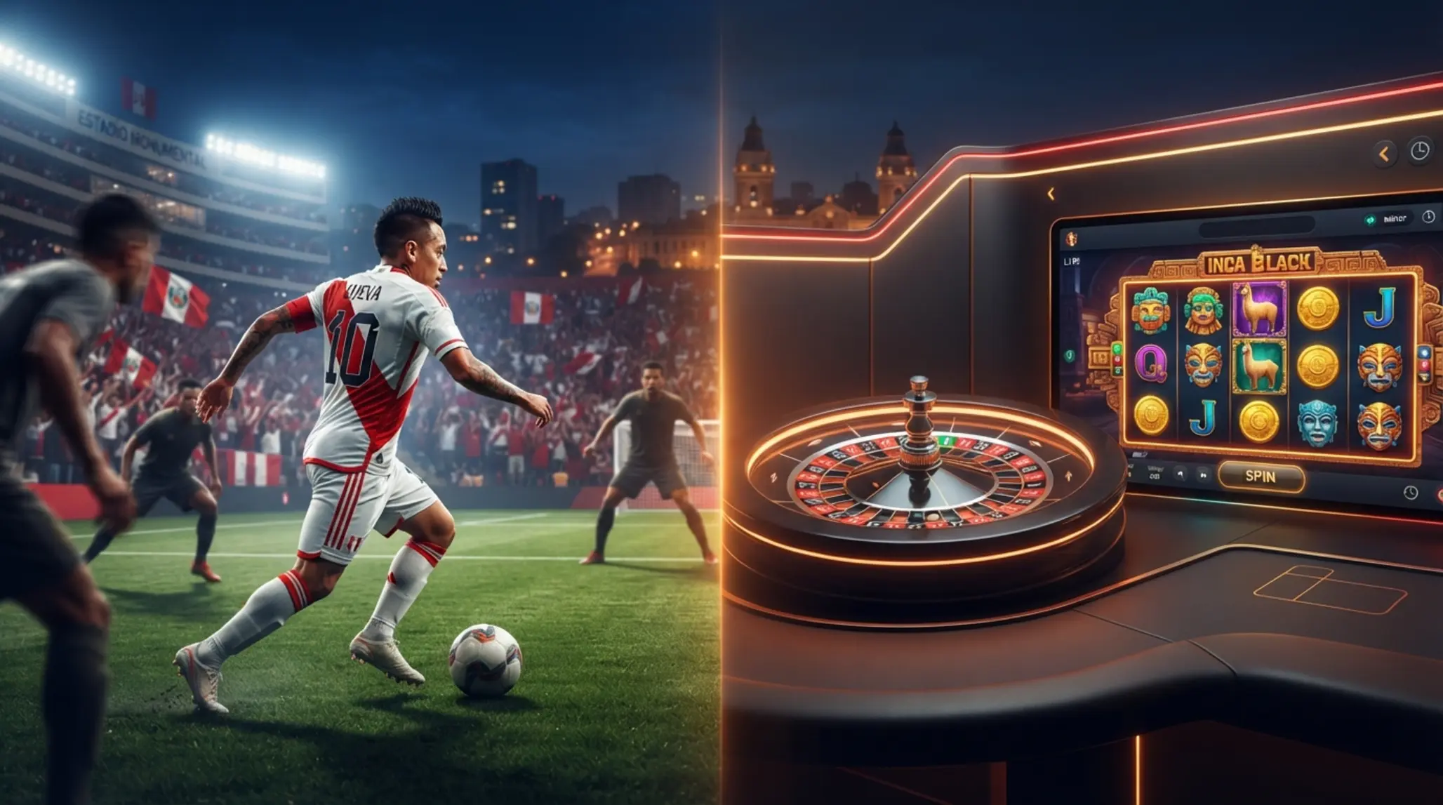 Betano Perú como portal digital de deportes y juegos Banner de plataforma digital con fútbol y entretenimiento en línea para usuarios de Perú