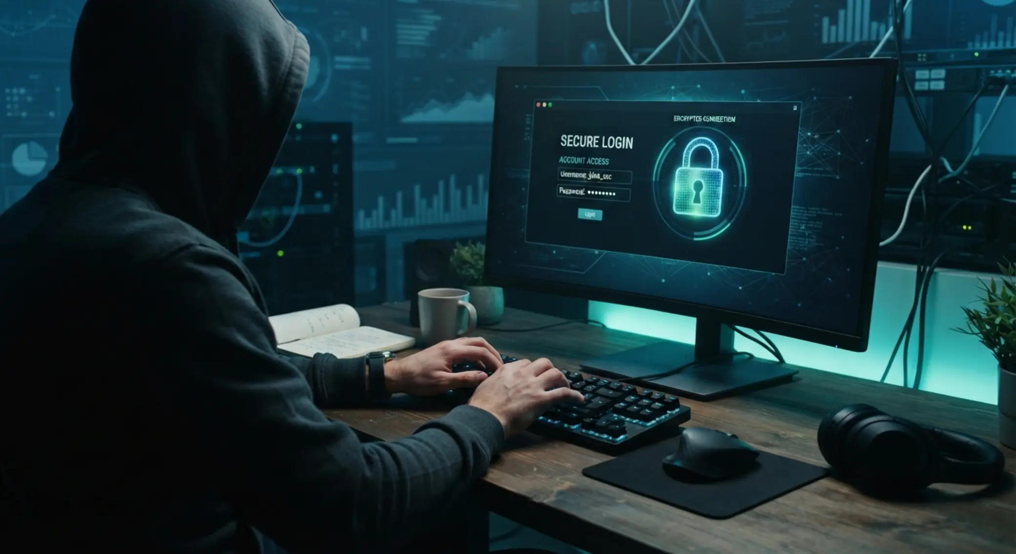 Concepto de seguridad online con candado y formulario de acceso