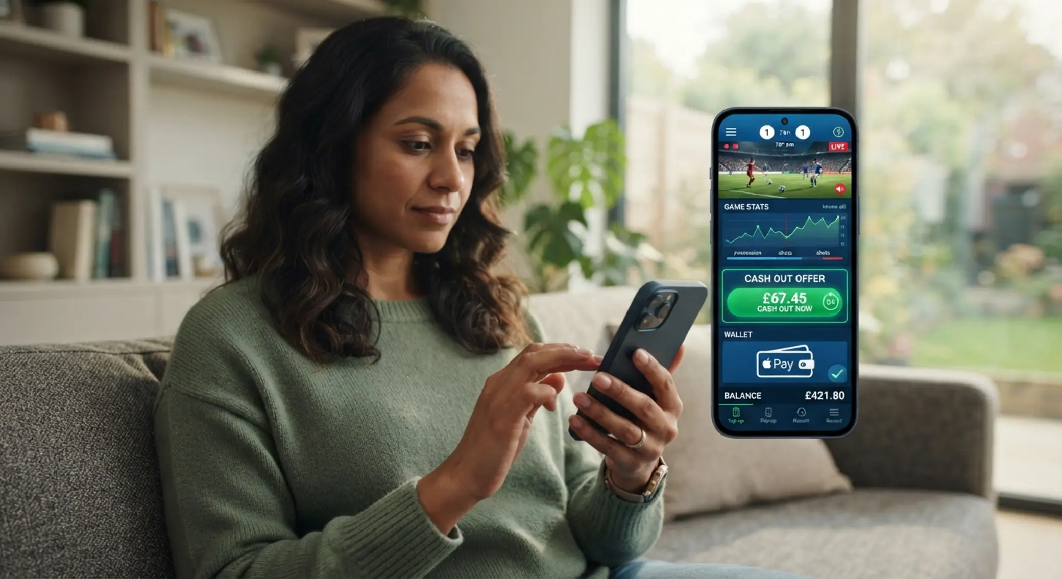 Usuario con celular revisando cash out y retiro móvil