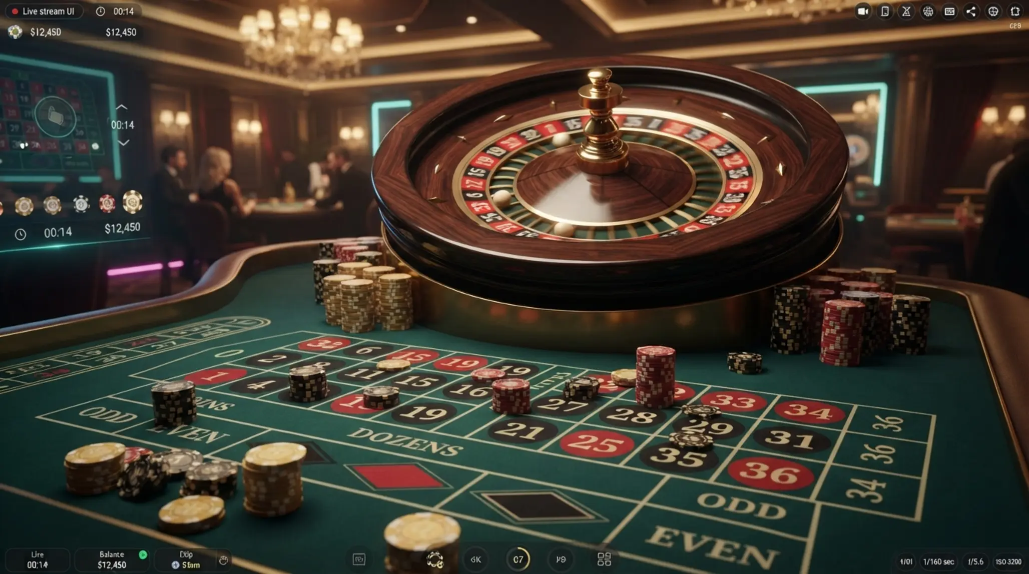 Mesa de ruleta online con rueda girando y ambiente inmersivo