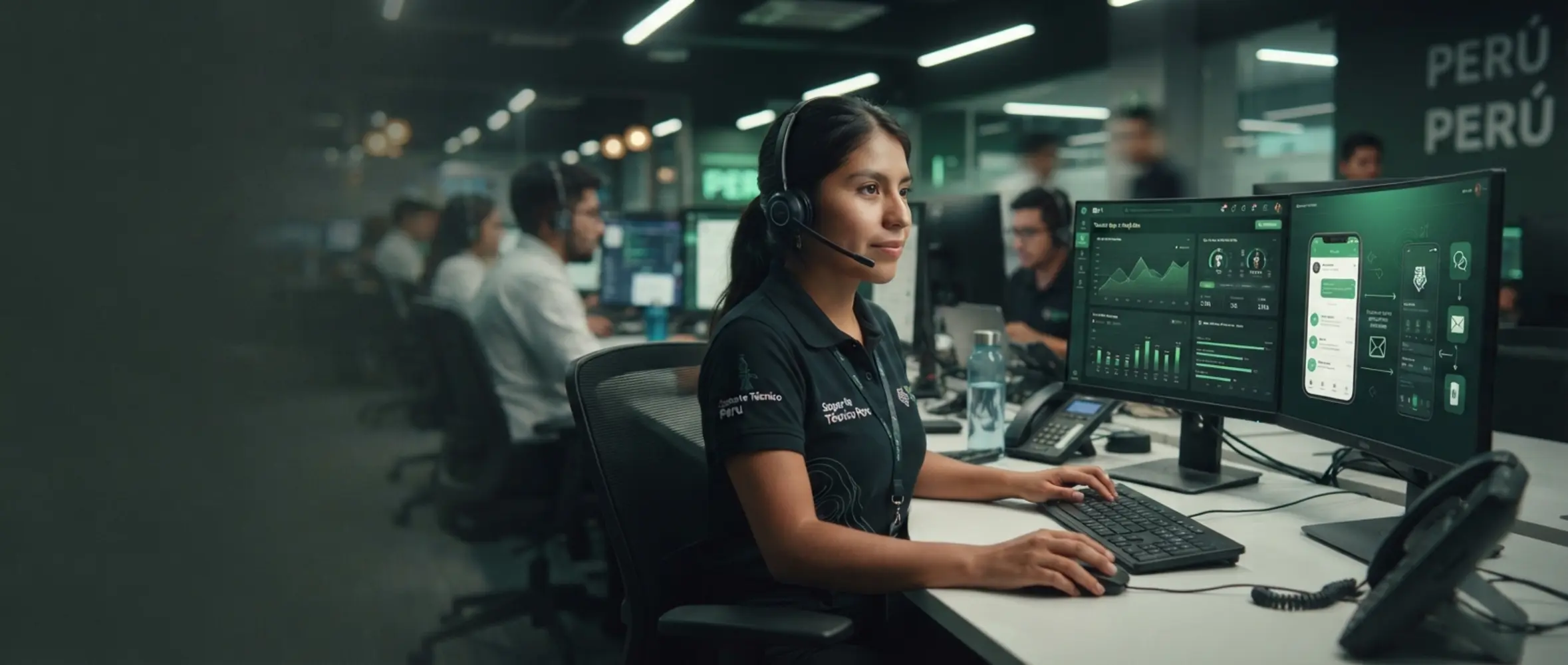 Operador de soporte digital con interfaz de ayuda y canales de contacto en una plataforma online